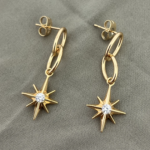 Xeneora Gold Yıldızlı Zincir Küpe